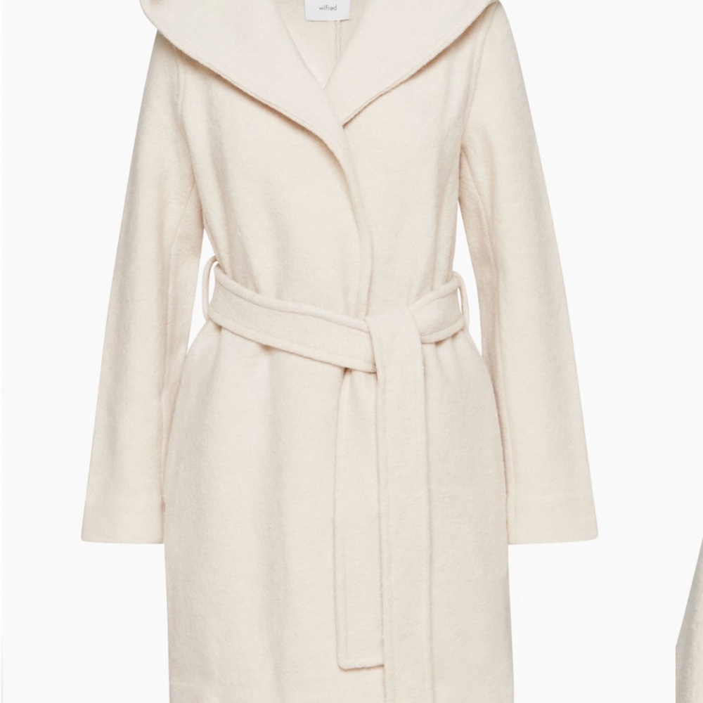 Aritzia Wilfred hooded wool coat cream color - Picture 2 of 14